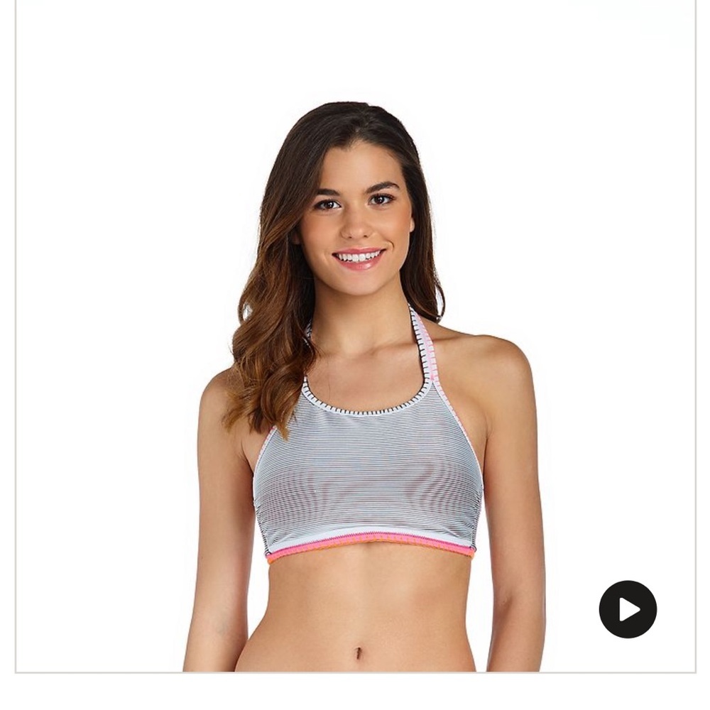 SO White and Pink Halter Bikini Top